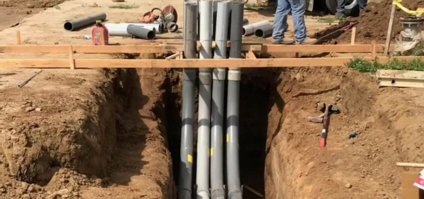 Dry utility trenching — electrical, gas and telecommunications conduit